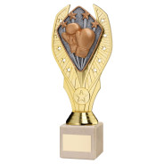 Gold Plastic Holder & Boxing Disc on Cream Marble Trophy