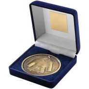 Blue Velvet Box and 70mm Medallion Martial Arts Trophy