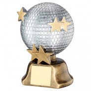 Silver/Bronze/Gold Glitter Ball With Stars Trophy 