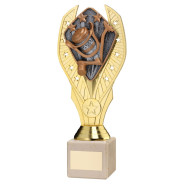 Gold Plastic Holder & Angling Disc on Cream Marble Trophy