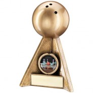 Bronze/Gold Ten Pin Pyramid Trophy