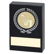 Black Marble Trophy with Silver/Gold Wreath & Netball Insert