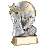 Pew/Gold Netball With Shoe And Dress On Brz Base With Plate 