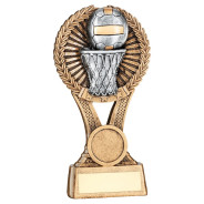 Gold Netball Round Wreath on V Riser