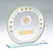 Silver Jade Glass Award with Gold Stars and Netball Insert