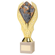 Gold Plastic Holder & Netball Disc on Cream Marble Trophy