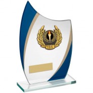 Jade/Blue/Gold Curved Glass with Gold/Black Wreath Trim Trophy