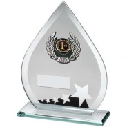Jade/Black/Silver Glass Teardrop Plaque with Silver/Black Trim Trophy 
