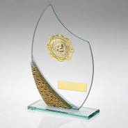 Jade/Gold Glass Plaque with Gold Trim