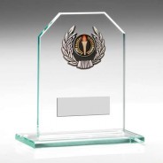 Jade Glass Rectangle Plaque with Silver/Black Wreath Trim Trophy