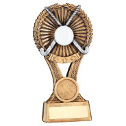 Gold Hockey Round Wreath on V Riser