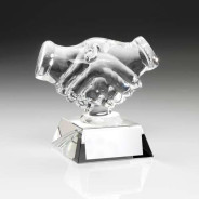 Clear Glass 'Handshake' Trophy
