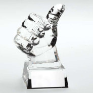 Clear Glass 'Thumbs Up' Trophy