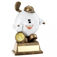 Bronze / White Comedy Golf Ball Figure Trophy