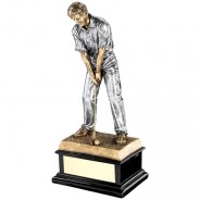 Bronze 'Start Of Swing' Golfer On Black Base Trophy