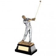 Bronze 'End Of Swing' Golfer On Black Base Trophy