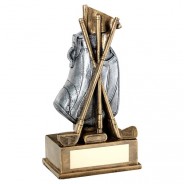 Bronze / Pewter Golf Bag with Clubs Trophy