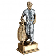 Bronze/Pewter Male Golfer And Bag Trophy