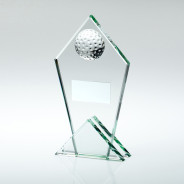 Jade Glass Pointed Plaque with Half Golf Ball
