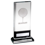 Clear/Black Glass Plaque With Lasered Golf Image  