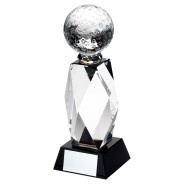 Clear Glass Column And Golf Ball Black Base  