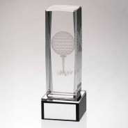 Clear Glass Lasered Golf Column on Black Base