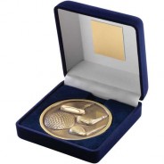 Blue Velvet Box and 70mm Medallion Golf Trophy