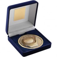 Blue Velvet Box and 70mm Medallion Golf Trophy