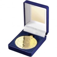 Blue Velvet Box and 50mm Medal Horse Trophy