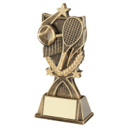 Brz/Gold Tennis '3 Star Wreath' Series With Plate 