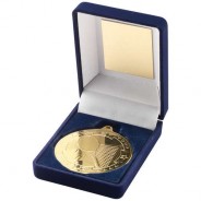Blue Velvet Box and 50mm Medal Tennis Trophy
