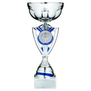 Silver and Blue Shield Trophy Cup