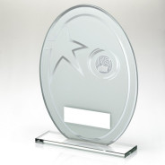 White/Silver Printed Glass Oval With Gaelic Football Insert And Plate 