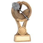 Gold Badminton Round Wreath on V Riser