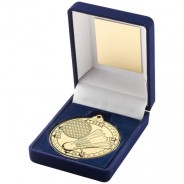 Blue Velvet Box and 50mm Badminton Medal