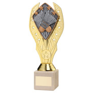 Gold Plastic Holder & Badminton Disc on Cream Marble Trophy