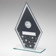 Grey/Silver Printed Glass Diamond with Dominoes Centre