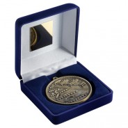Blue Velvet Box and 60mm Swimming Medal