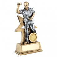 Bronze / Gold Male Darts Figure with Star Backing Trophy