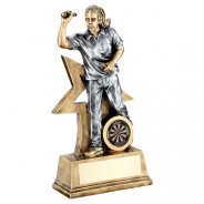 Bronze / Gold Female Darts Figure with Star Backing Trophy