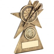 Bronze/Gold Darts Star on Pyramid Base Trophy