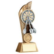 Antique Bronze Darts and Board on a Mesh Backdrop