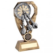 Bronze/Pewter/Gold Darts With Dartboard On Diamond Trophy 