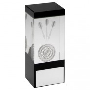 Clear/Black Glass Block With Lasered Darts Image Trophy 