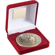 Red Velvet Box and 70mm Medallion Darts Trophy