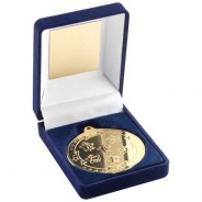 Blue Velvet Box and 50mm Medal Multi Athletics Trophy