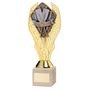 Gold Plastic Holder & Rowing Disc on Cream Marble Trophy