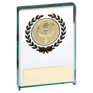 Jade Glass Block With Gold Wreath 12mm Thick  