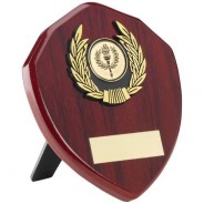 Rosewood Shield and Gold Trim Trophy