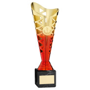 Gold & Red Plastic Titan Cup on Black Marble Base